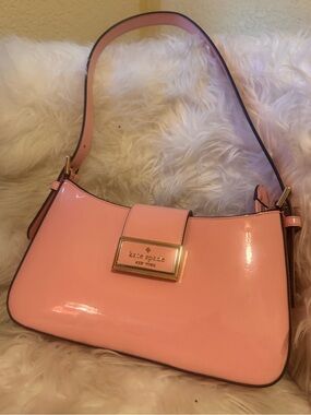 kate spade Pink Patent Leather Shoulder Bag with Gold Plaque